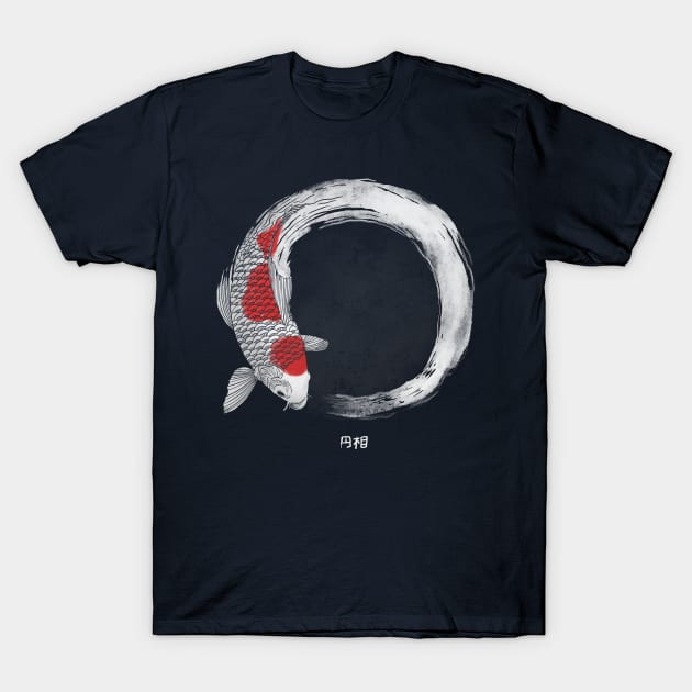 Koi Fish White Enso T-Shirt by ppmid